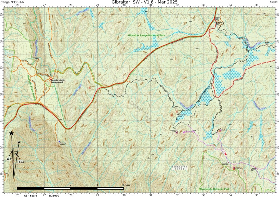 Preview of Gibraltar Range & Washpool map: South-west