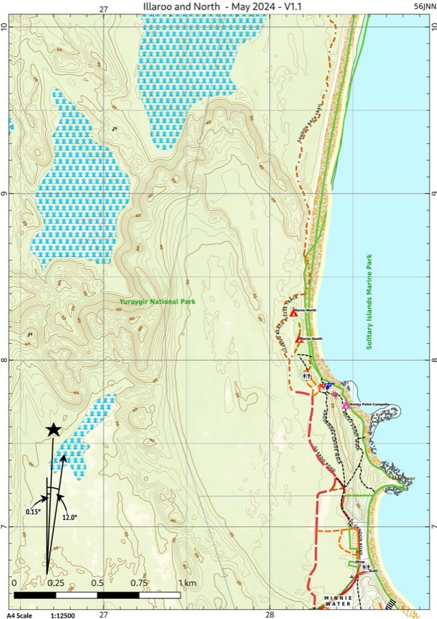 Preview of Yuraygir coastal walk map: Illaroo and north