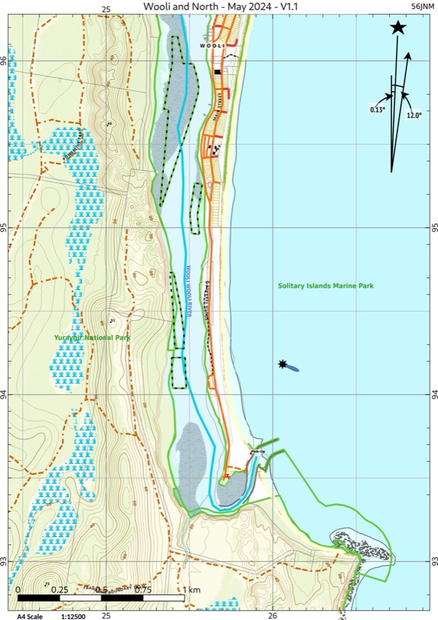 Preview of Yuraygir coastal walk map: Wooli and north